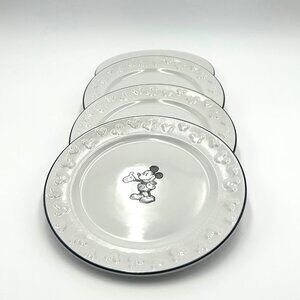 NWT Disney Parks Collection, Mickey Mouse Ceramic 8" Salad Dessert Plates, Set 4